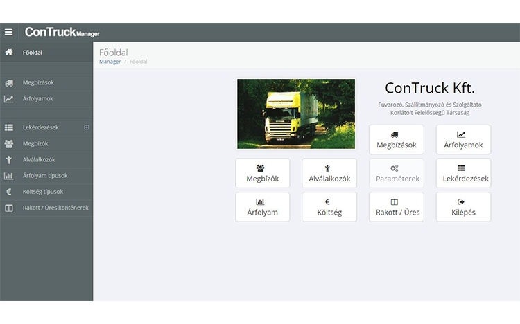 Online nyilvántartó - fuvarkezelő program